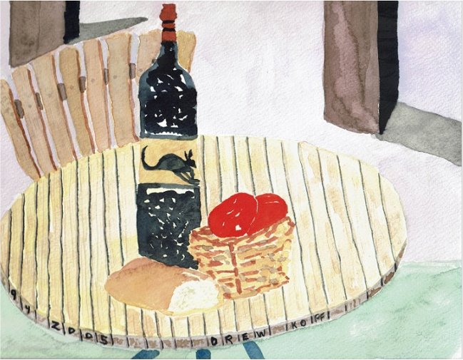 Wine Bottle Bread Loaf and Fruit Basket